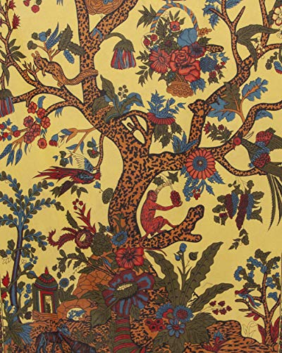 India Arts Tree of Life Tab Top Curtain-Drape-Door Panel-Mustard - Image 3