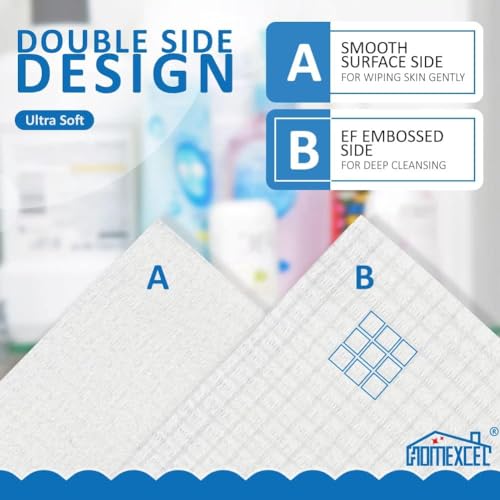 HOMEXCEL Face Towels, 100 Count (2 Box) Disposable Face Towelettes, Biodegradable Makeup Remover Dry Wipes, Super Soft Clean Facial Towels Wash Cloth for Sensitive Skin - Image 5