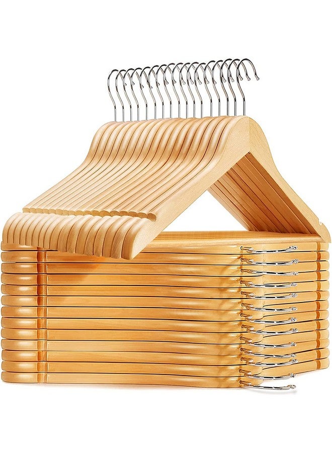 WHISKET Solid Wood Hangers,Premium Wood Hangers with 360-Degree Rotatable Hook and Notches, Natural, Heavy Duty Wood Hangers for Coats, Suits, Jackets, Closet (Beige) [Pack of 40] - Image 1
