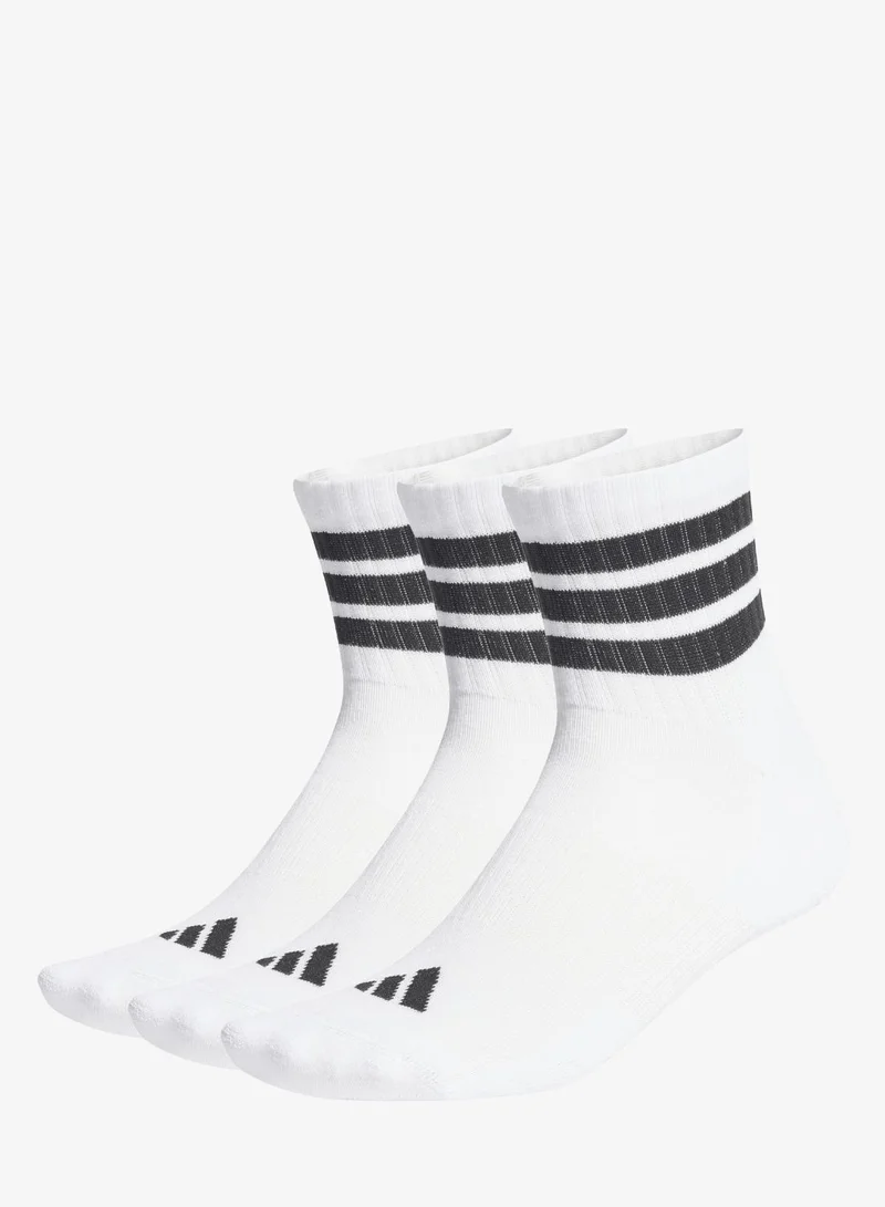 Adidas 3 STRIPES CUSHIONED SPORTSWEAR MID CUT SOCKS 3 PAIR PACK