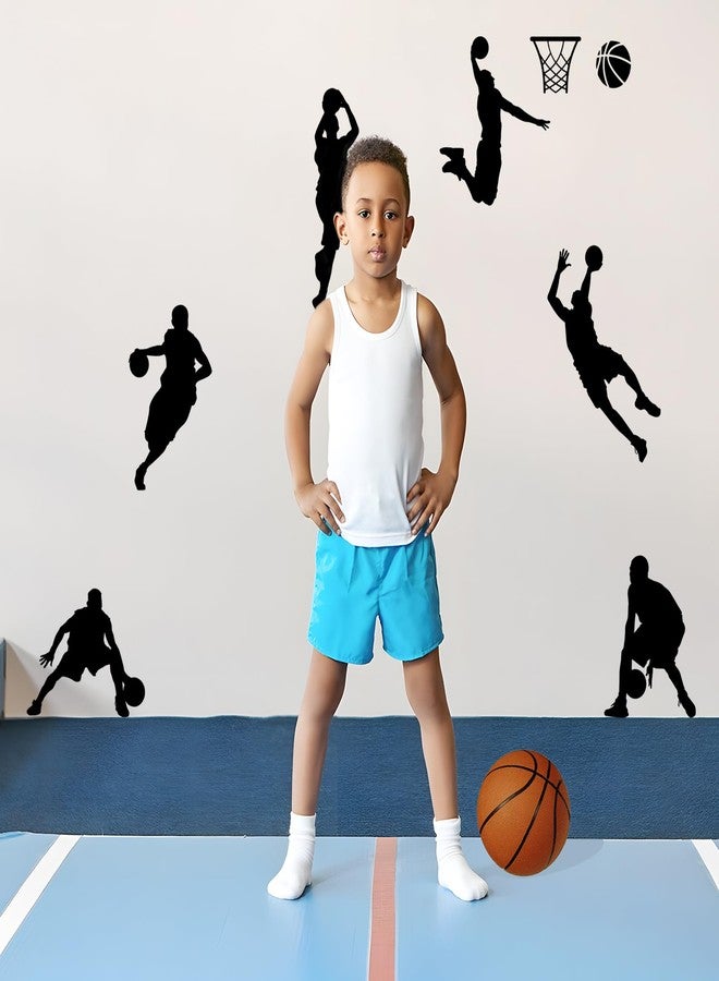 thovorrnl Basketball Dunk Wall Decal Stickers, 6 Man Playing Basketball Vinyl Art Wall Sticker for Bedroom Dorm Room Playroom Stadium Gym Home Decoration - Image 4