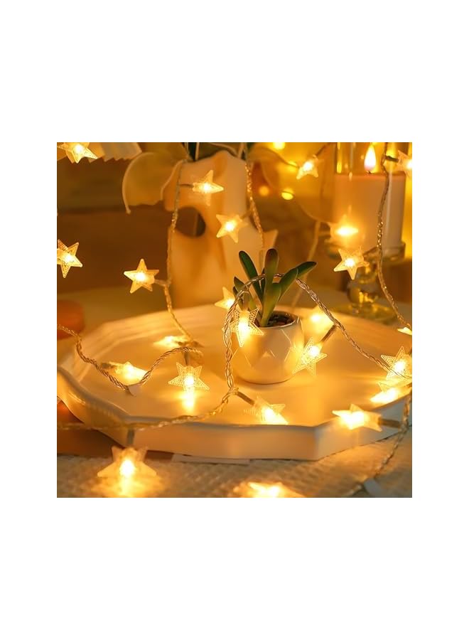 The Bros 20 Star String Lights 3m Fairy Christmas Lights Battery Operated for Indoor & Outdoor, Party, Wedding and Holiday Decorations Warm White - Image 2