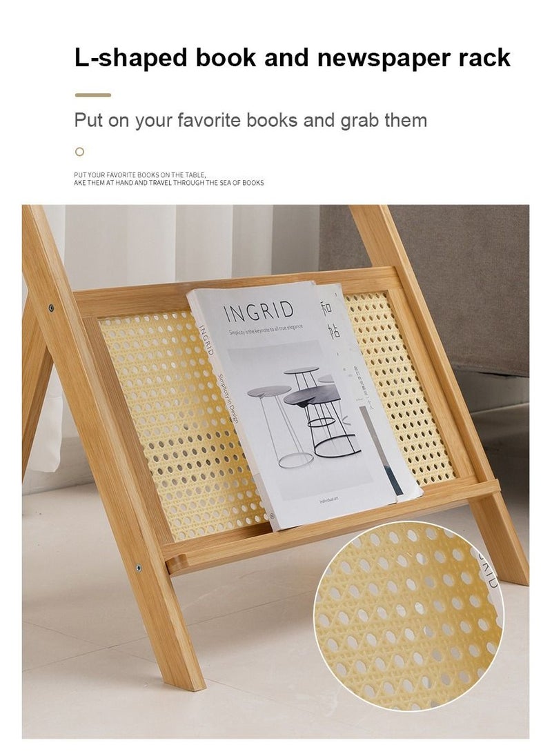 Japanese Light Luxury Simple Modern Style Top Tea Side Table Glass Desktop With Books Newspaper Shelf For Livingroom Balcony Bedroom Studyroom