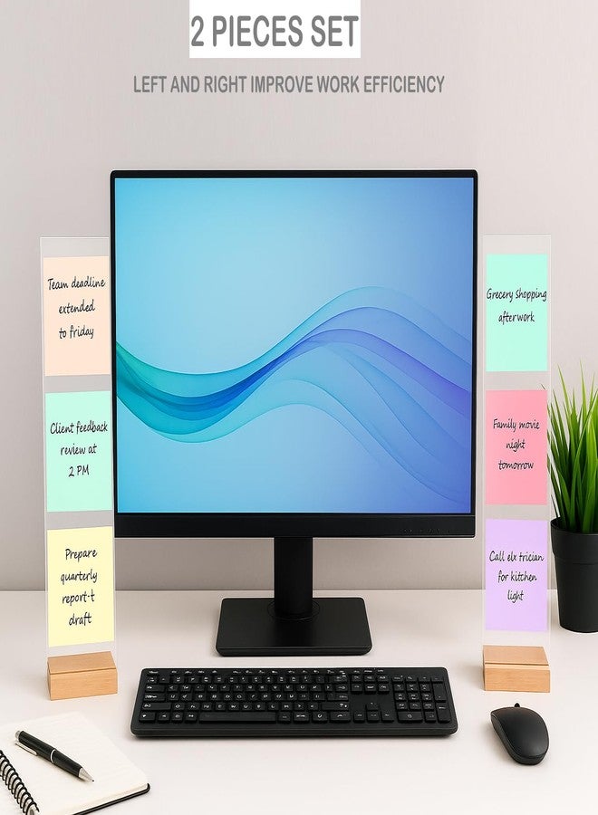 لوحة ملاحظات للشاشة من سورابلو (قطعتان) - حامل ملاحظات لاصقة قابل للإزالة لشاشات الكمبيوتر، ملحقات مكتبية من الأكريليك الشفاف، لا يسبب أي ضرر للشاشة، يناسب أجهزة الكمبيوتر المحمولة والمكتبية - Image 4