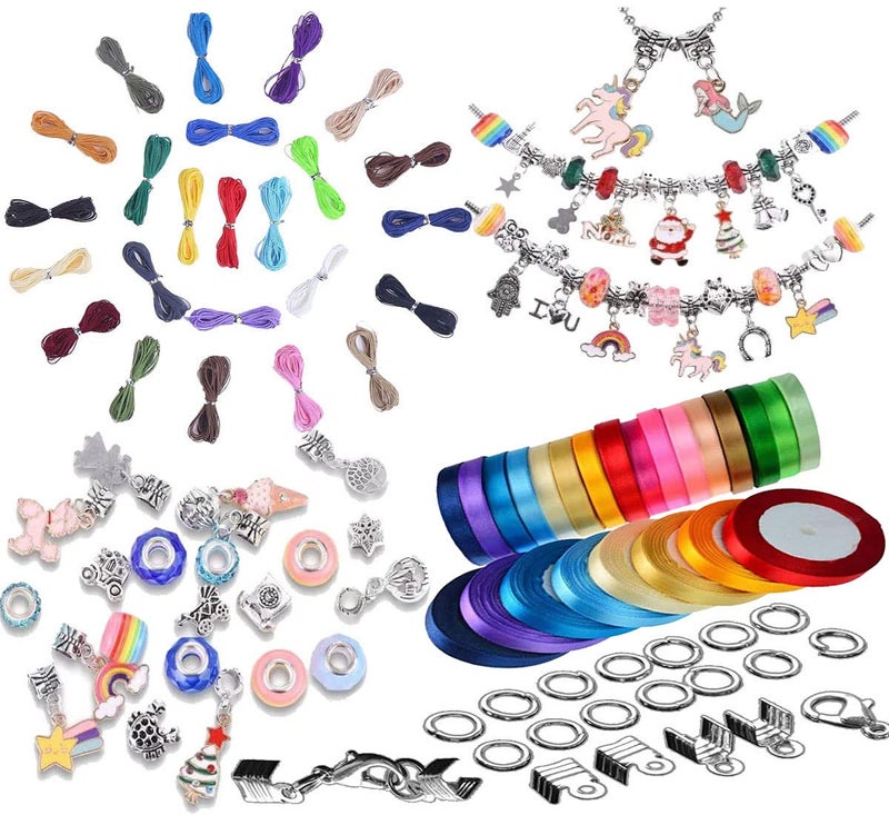 DIY Crafts DIY Crafts 800x Pcs Kit, 1st Image Kit, 115x Pcs Accessory 5x Pendent 50 Mtr String/Cord Cotton/Satin Leather Mixed Item Lot Random Colour for Necklace/Bracelet/Anklet(800x Pcs Kit, 1st Image Kit) - Image 1