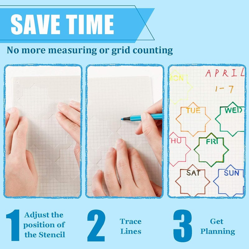 Zonon 18 Pieces Ultimate Productivity Stencil Set A5 Journal Stencil Plastic Planner Template Stencil Schedule Stencil Daily Weekly Calendars for DIY Notebook Diary Planners Layouts  - Image 3