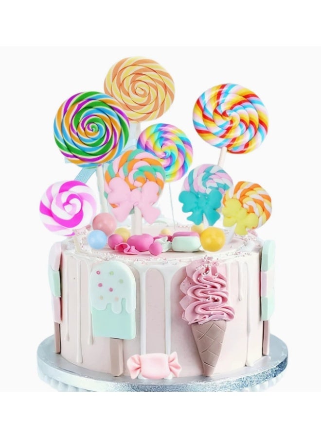 Birthday Cake Decoration Pack of 28 Cake Toppers, Lollipop Cake Decoration, Cupcake Topper Balloons, Candy Bow Cake Topper, Cake Decoration, Sweets, Colourful, Cake Decoration for Wedding, Birthday, Baby Shower - Image 4