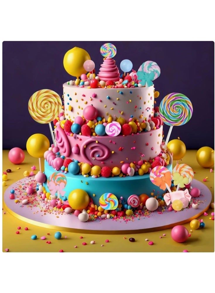 Birthday Cake Decoration Pack of 28 Cake Toppers, Lollipop Cake Decoration, Cupcake Topper Balloons, Candy Bow Cake Topper, Cake Decoration, Sweets, Colourful, Cake Decoration for Wedding, Birthday, Baby Shower - Image 3