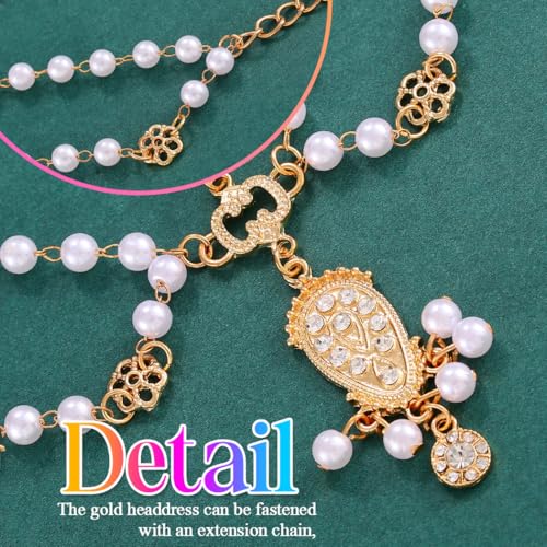 Aukmla Pearl Indian Head Chain Festival Halloween Costume Hair Accessories Boho Headpiece for Women - Image 4