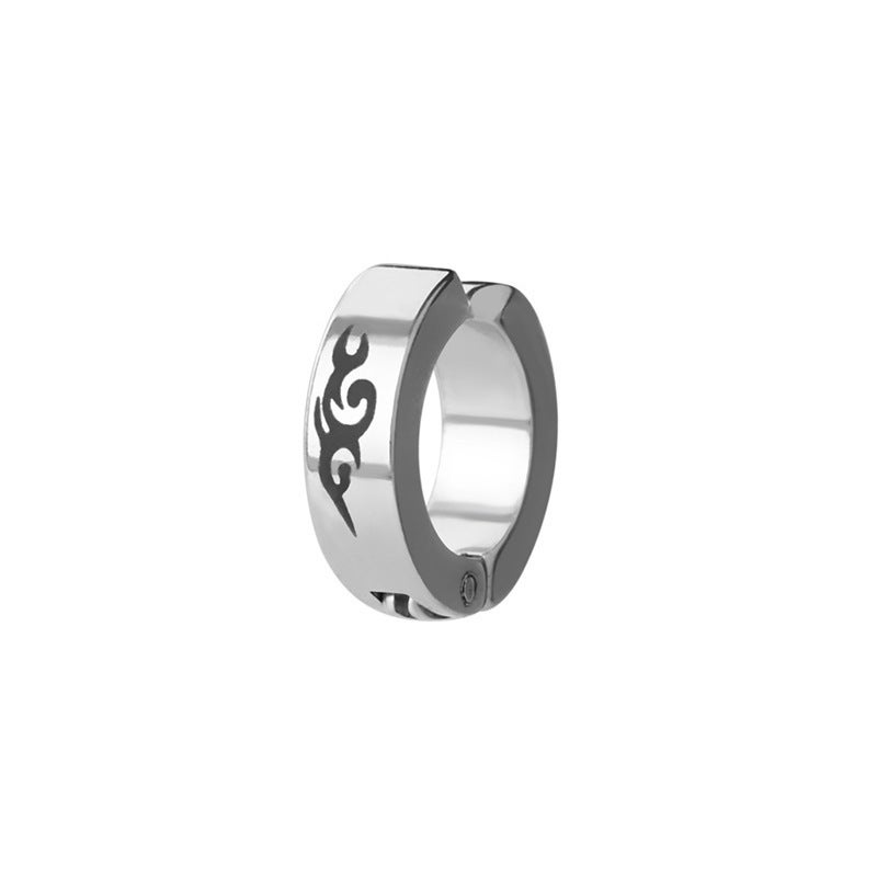 Titanium Steel Ear Cuff Unisex Simple Elegant X073-L (flame steel color) single