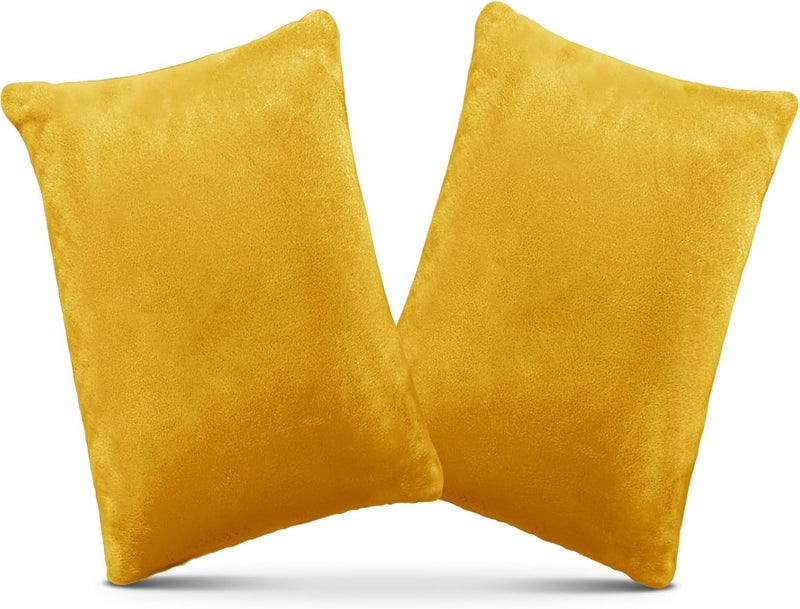 2 Pack Small Pillow, Memory Foam Mini Pillow 11 X 7 Inches for Travel, Sleeping, Nap and Neck, Knee, Lumbar Support, Tiny Cushion for Pet, Dogs (Golden Yellow) - Image 1