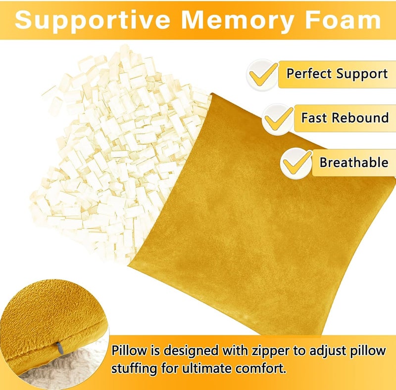 2 Pack Small Pillow, Memory Foam Mini Pillow 11 X 7 Inches for Travel, Sleeping, Nap and Neck, Knee, Lumbar Support, Tiny Cushion for Pet, Dogs (Golden Yellow) - Image 3