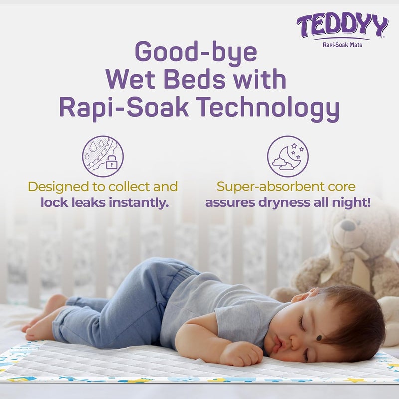 Teddyy حصائر رابي-سووك القابلة للتخلص منها للأطفال - 60 × 60 سم - (عبوة من 10) - Image 3