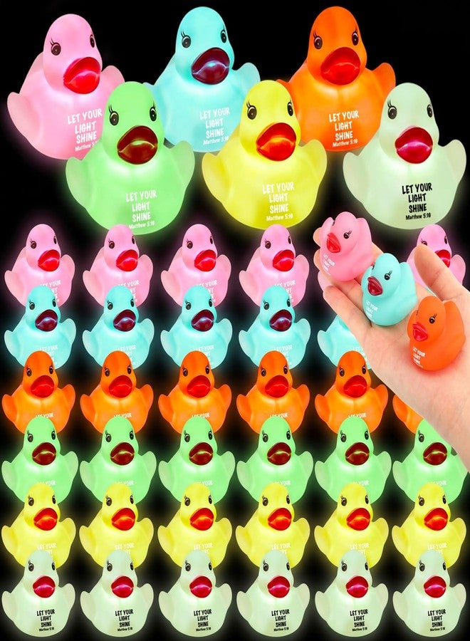 Skylety 36 Pcs Christian Rubber Ducks Let Your Light Shine Glow in the Dark Ducks Bulk Religious Mattehew 5:16 Bible Verse Egg Fillers for Easter Church Sunday School Favors - Image 1
