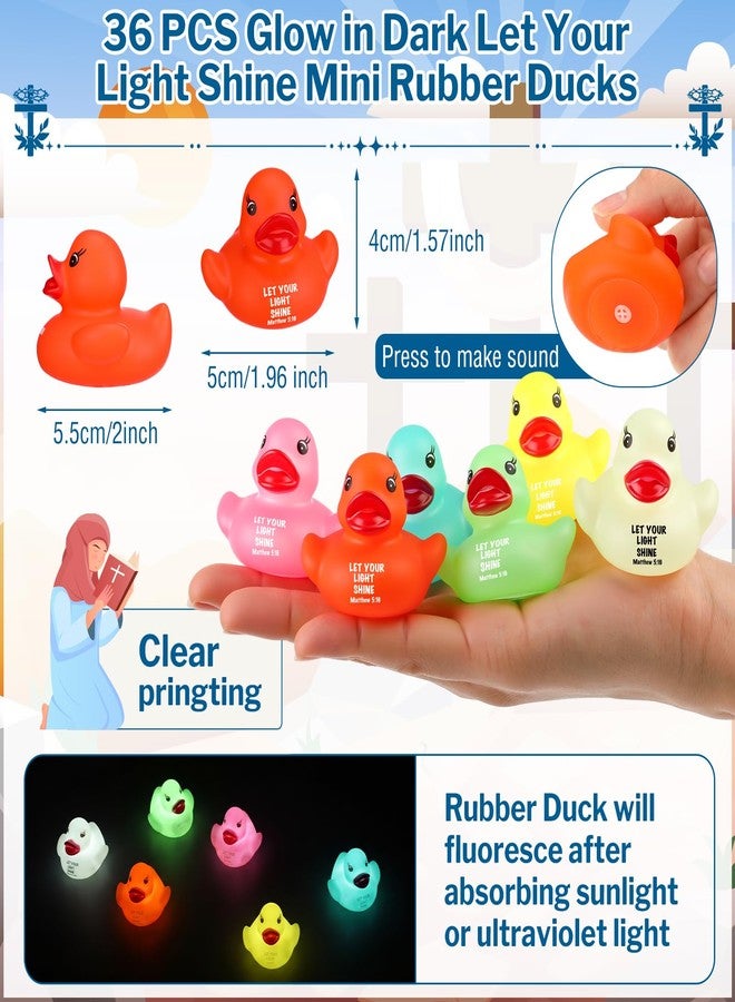Skylety 36 Pcs Christian Rubber Ducks Let Your Light Shine Glow in the Dark Ducks Bulk Religious Mattehew 5:16 Bible Verse Egg Fillers for Easter Church Sunday School Favors - Image 2