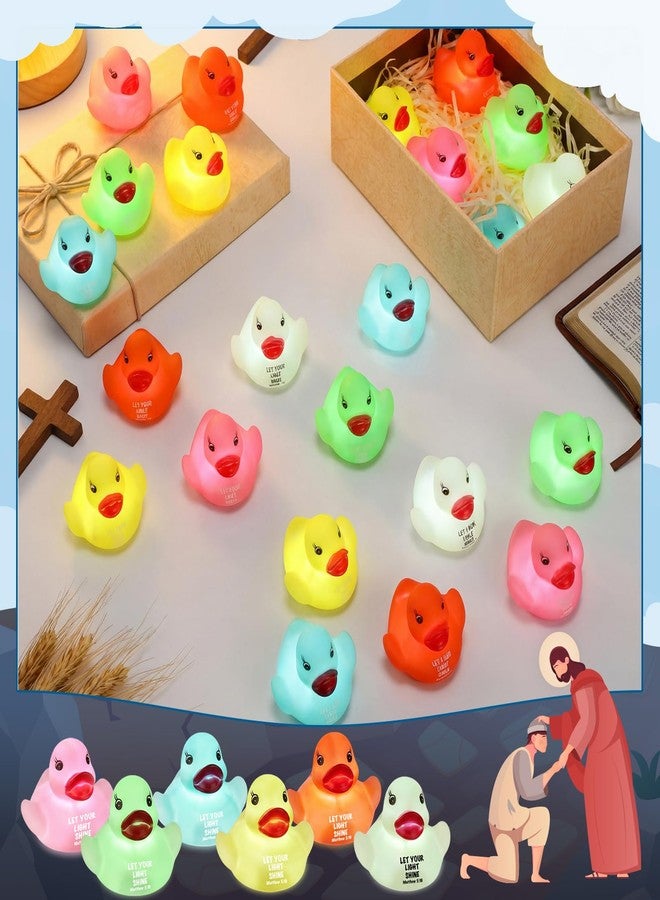Skylety 36 Pcs Christian Rubber Ducks Let Your Light Shine Glow in the Dark Ducks Bulk Religious Mattehew 5:16 Bible Verse Egg Fillers for Easter Church Sunday School Favors - Image 3