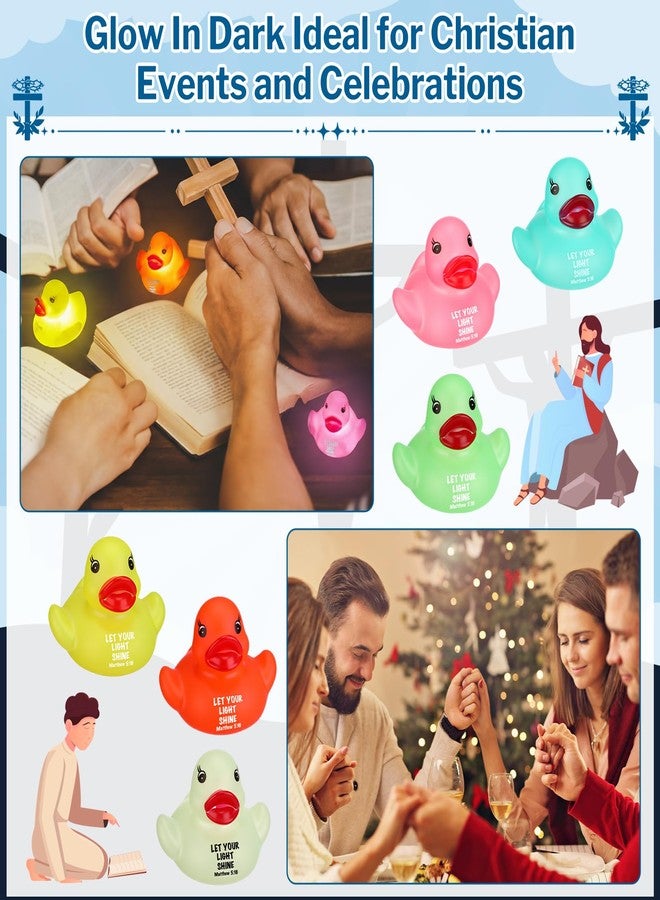 Skylety 36 Pcs Christian Rubber Ducks Let Your Light Shine Glow in the Dark Ducks Bulk Religious Mattehew 5:16 Bible Verse Egg Fillers for Easter Church Sunday School Favors - Image 4