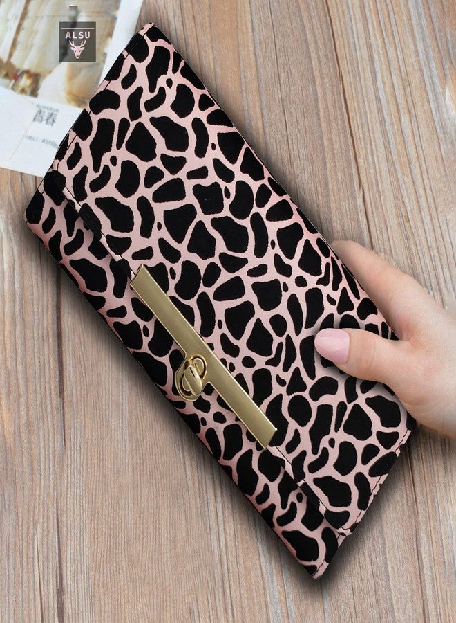ALSU Women's Pink Hand Clutch Wallet Purse | Phone Pocket | 4 Card Slots | Jaguar Stripes Print(gdu-017pnk) - Image 2