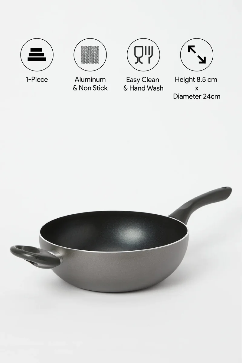 REDTAG Black Aluminum Non Stick Wok Pan (24Cm)