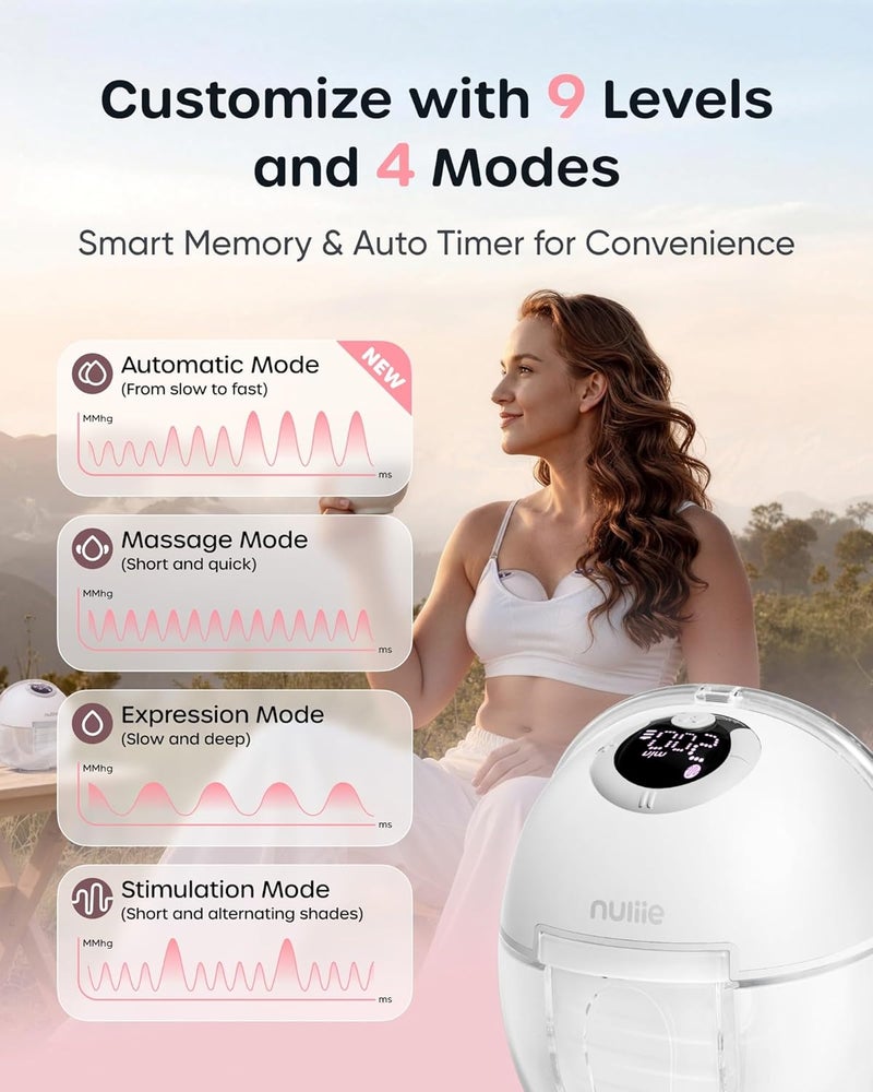 S32 Wearable Breast Pump - Hands-Free Electric Pump with 4 Modes, 9 Suction Levels, and 10 Flange Inserts (2 Packs, White) - Image 4