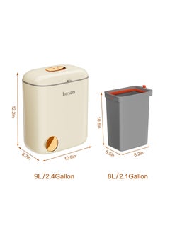 KASTWAVE Kitchen Compost Bin Hanging Trash Can, Waste Bin Wall Mounted Household with Lid, 9 Liter Wall-Mounted Garbage Can with Inner Bucket, Under Sink Trash Can for Kitchen, Bathroom, Bedroom, Cupboard  - Image 5