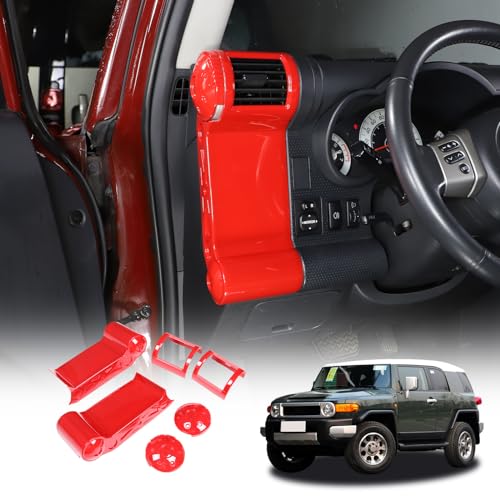 LLKUANG ABS Car Dashboard Side Air Outlet Frame Decorative Panel for Toyota FJ Cruiser (XJ10) 2007-2022 A/C Air Vent Kit Interior Accessories (Red) - Image 1