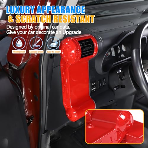 LLKUANG ABS Car Dashboard Side Air Outlet Frame Decorative Panel for Toyota FJ Cruiser (XJ10) 2007-2022 A/C Air Vent Kit Interior Accessories (Red) - Image 4