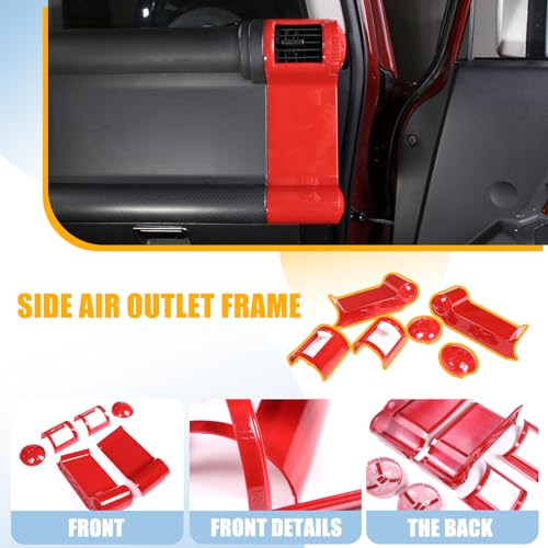LLKUANG ABS Car Dashboard Side Air Outlet Frame Decorative Panel for Toyota FJ Cruiser (XJ10) 2007-2022 A/C Air Vent Kit Interior Accessories (Red) - Image 5