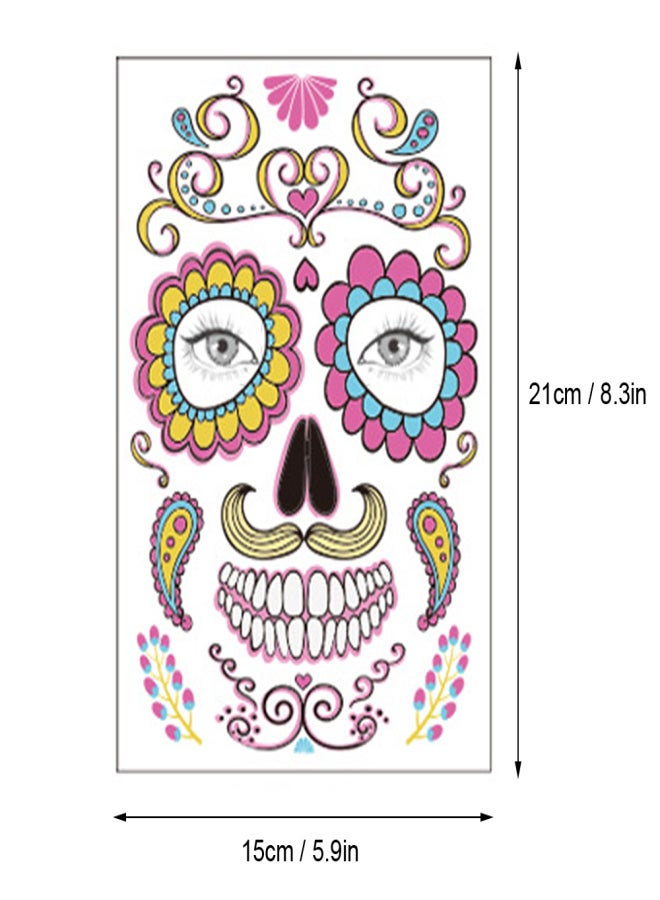 Temporary Tattoo Sticker Terror Halloween Flowers Pattern Eyes Face Stickers Makeup Stage - Image 5