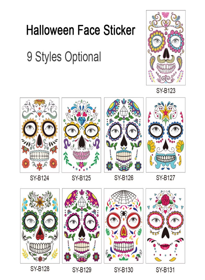 Temporary Tattoo Sticker Terror Halloween Flowers Pattern Eyes Face Stickers Makeup Stage - Image 1