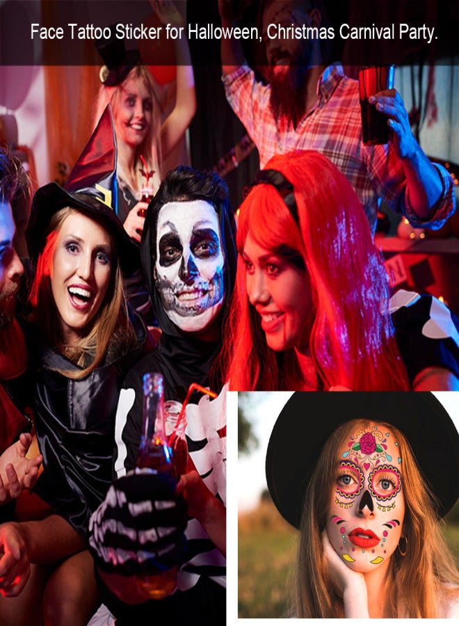 Temporary Tattoo Sticker Terror Halloween Flowers Pattern Eyes Face Stickers Makeup Stage - Image 2