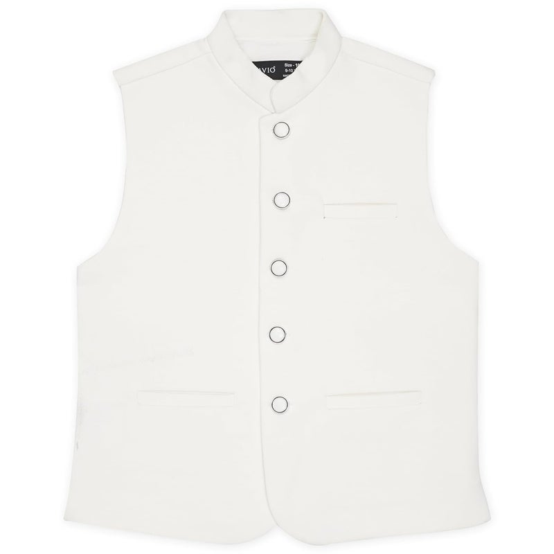CAVIO CHARCHIT Boys Sleeveless Textured Solid Nehru Jacket - Image 1