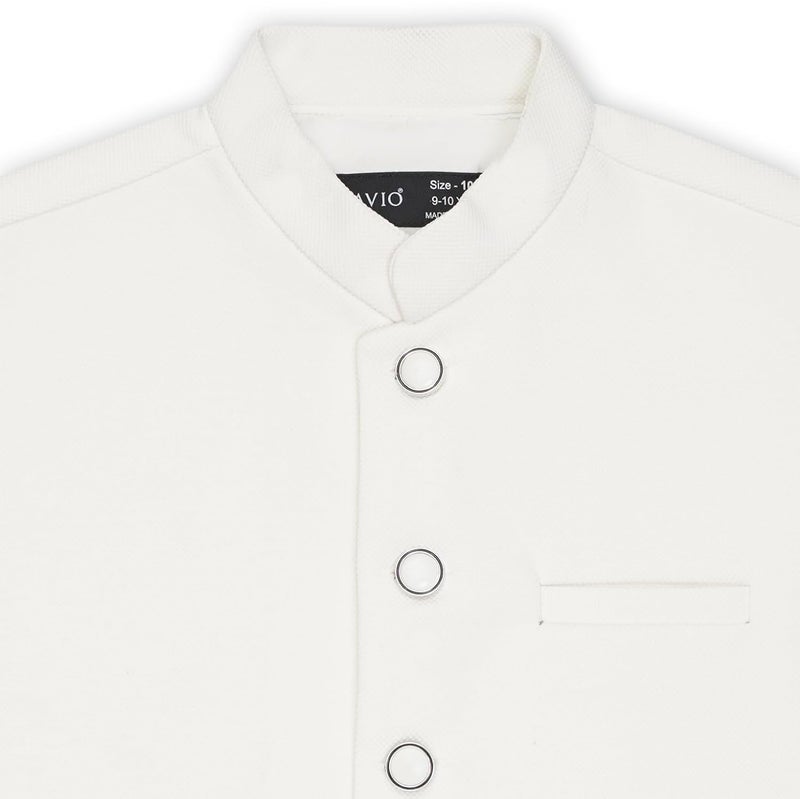 CAVIO CHARCHIT Boys Sleeveless Textured Solid Nehru Jacket - Image 2