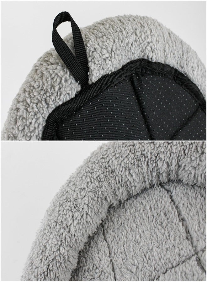 NAMSAN Round Cat Beds for Indoor Cats, 19.5 x 19.5 x 2 inch, Self Warm Pet Bed Pad with Pillow Around, Plush Cushion for Small Medium Dogs Large Cats, Antiskid Bottom, Grey - Image 4