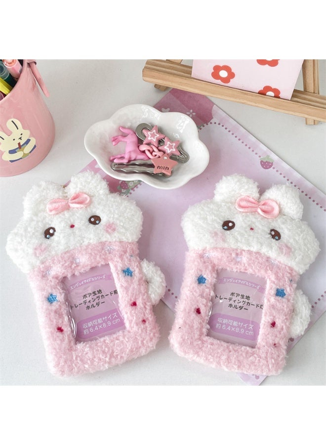 NIBEMINENT 1 - Piece Cartoon Tea Cup Rabbit Kpop Photo Card Holder Pendant Key Chain ID Badge Holder ID Card Holder Photo Card Protector for School ID Office ID Access Card for Women Girls - Image 3