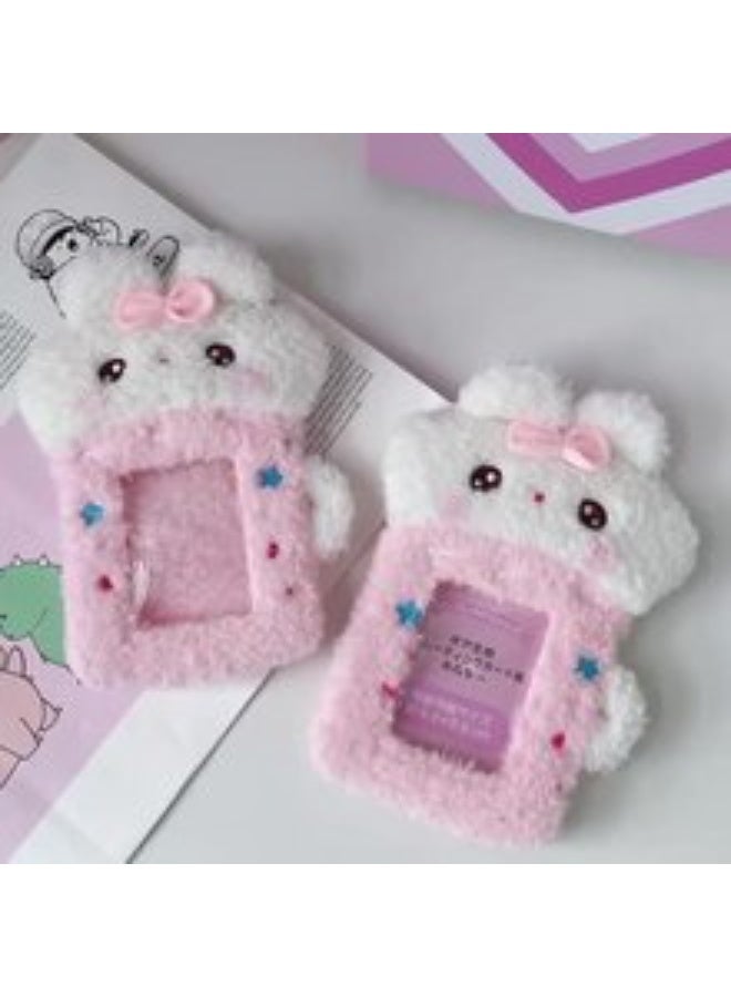 NIBEMINENT 1 - Piece Cartoon Tea Cup Rabbit Kpop Photo Card Holder Pendant Key Chain ID Badge Holder ID Card Holder Photo Card Protector for School ID Office ID Access Card for Women Girls - Image 2