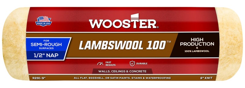 Wooster Brush R2919 Lambswool 100 Roller Cover 12Inch Nap 9Inch