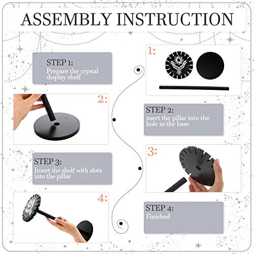 Yulejo 3-Shelf Pendulum Holder Crystal Shelf, Black Hand Moon Design for Crystal Essential Oil Display - Image 4