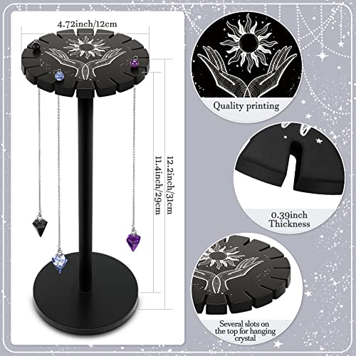 Yulejo 3-Shelf Pendulum Holder Crystal Shelf, Black Hand Moon Design for Crystal Essential Oil Display - Image 2