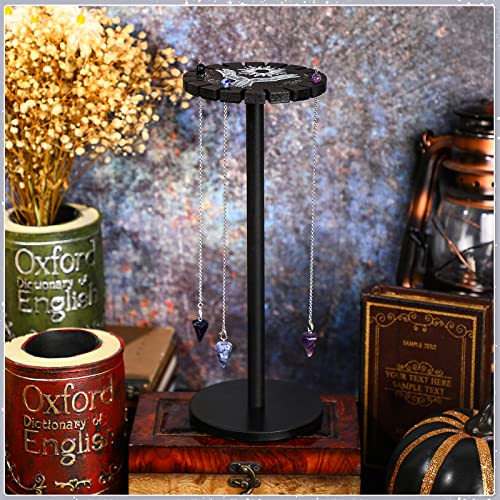 Yulejo 3-Shelf Pendulum Holder Crystal Shelf, Black Hand Moon Design for Crystal Essential Oil Display - Image 5