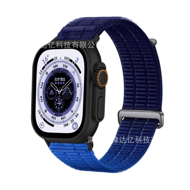 سوار ساعة ذكية سوار نايلون حلقي متوافق باللون رمادي قابل للتعديل مع Apple Watch 38/40/41/42/44/45/49mm بملاءمة قابلة للتعديل وحزام بديل - Image 4