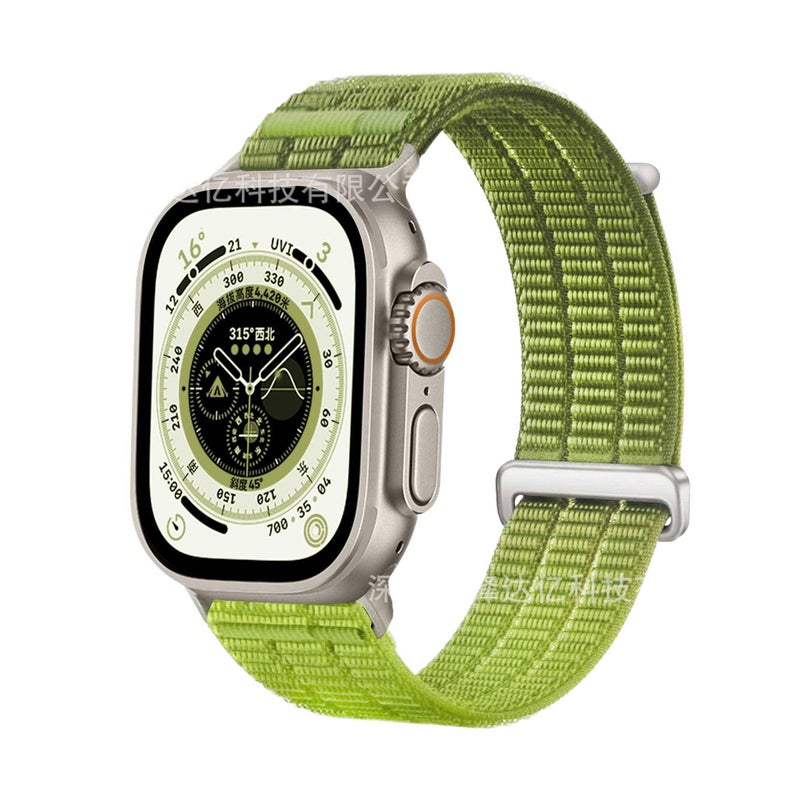 سوار ساعة ذكية سوار نايلون حلقي متوافق باللون رمادي قابل للتعديل مع Apple Watch 38/40/41/42/44/45/49mm بملاءمة قابلة للتعديل وحزام بديل - Image 2