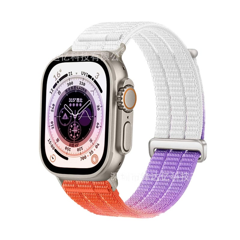 سوار ساعة ذكية سوار نايلون حلقي متوافق باللون رمادي قابل للتعديل مع Apple Watch 38/40/41/42/44/45/49mm بملاءمة قابلة للتعديل وحزام بديل - Image 5