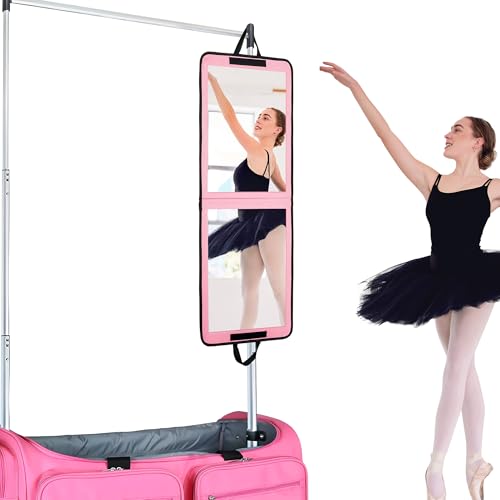 LPHUMEX Portable Pink Mirror Full Length for Dance 33x13 Inch Hanging Dance Mirror for Dance Bag Lightweight Folding Travel Mirror Dance Competition Must Haves