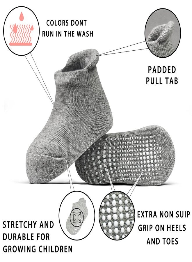 HYCLES Toddler Grip Socks - 12 Pairs Anti-slip Socks 1-7 Years for Baby Boys Girls Kids Children Anti-skid Sox, 02 Black/Grey/White 12 Pairs, 1-3 Years - Image 2