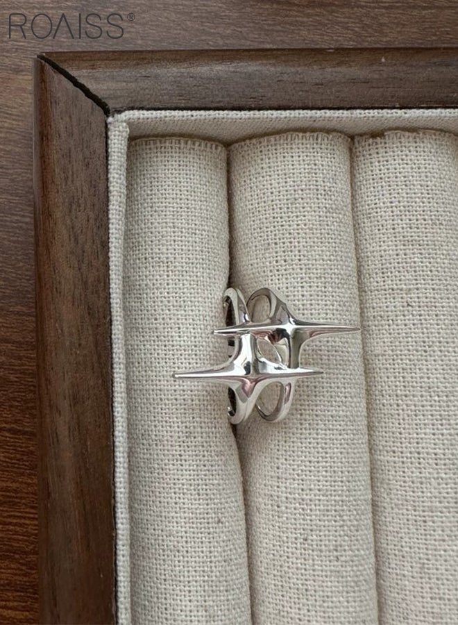 roaiss 2 Pcs Ring and Bracelet Set, Adjustable Geometric Star Ring, Stainless Steel Lightning Bracelet, Simple Multi-layered Bracelet, Suitable for Men and Women Daily Wear and Party Gatherings - Image 5