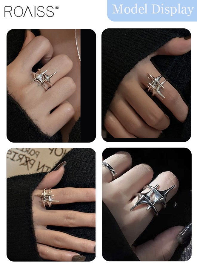 roaiss 2 Pcs Ring and Bracelet Set, Adjustable Geometric Star Ring, Stainless Steel Lightning Bracelet, Simple Multi-layered Bracelet, Suitable for Men and Women Daily Wear and Party Gatherings - Image 4