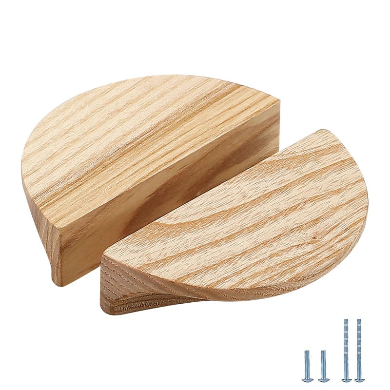 Evionlin 315 inWhite Ash Wood 2 Pair Circular Wood Grain Cabinet Drawer Handles - Image 2