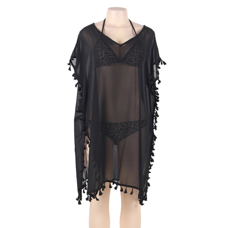 Women Chiffon Tassel Swimsuit Stylish Beach Beach Beach Resort Tassel Blouse - Image 2