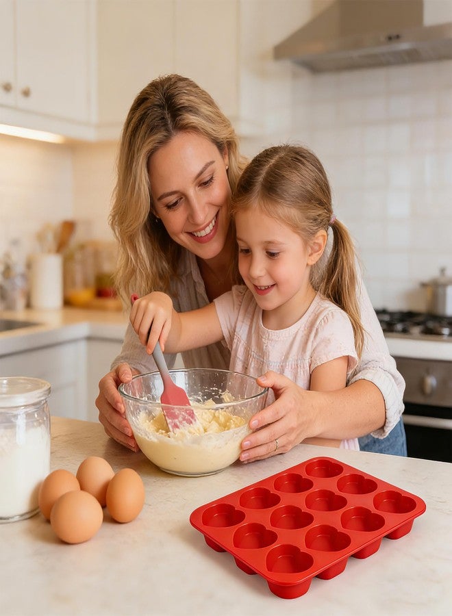 يوليو قوالب سيليكون على شكل قلب من Yolyoo، عبوة من قطعتين، غير لاصقة، لصنع كعكات المافن، وخبز البراونيز، وقوالب الكب كيك - Image 5